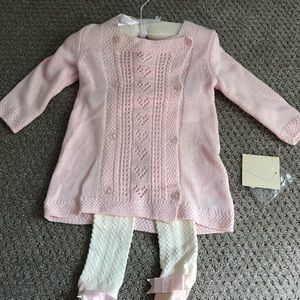 Pink Knit Dress with Matching Tights